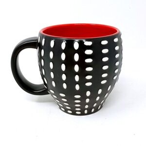 Starbucks 2008 Raised Swiss Polka Dot Black Matte Red Bone‎ China Mug